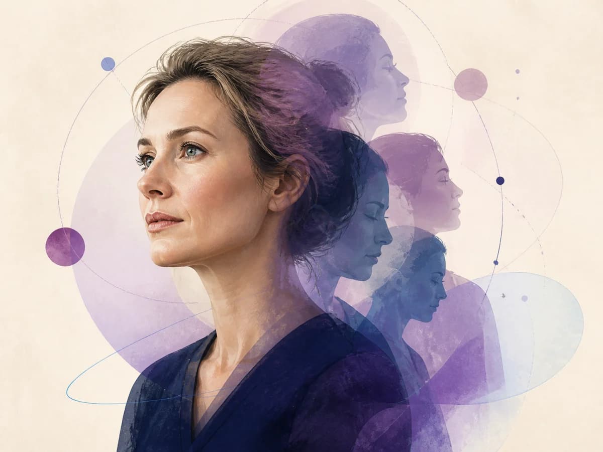 Editorial portrait illustrating the many overlapping sides of one personality